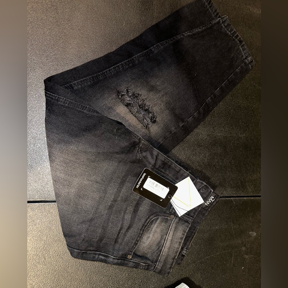 2-Boohoo Men's Distressed Black Skinny Jeans